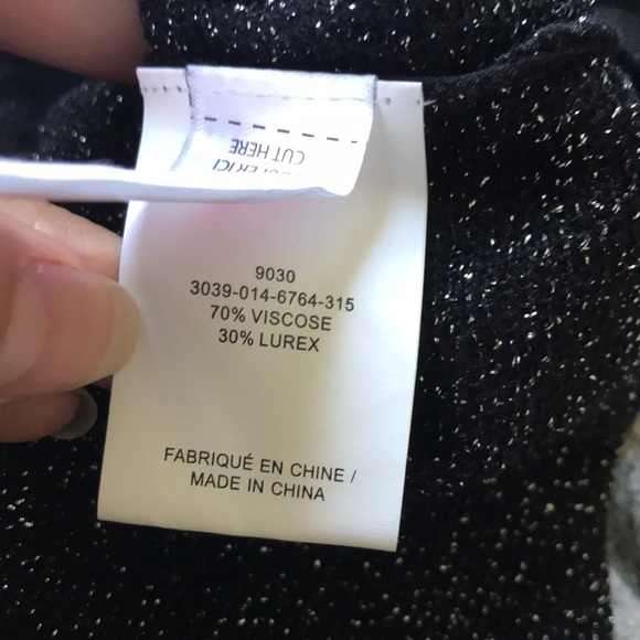 LAURA black silver metallic shimmery cowl neck long sleeve dressy shirt Small - Picture 10 of 10